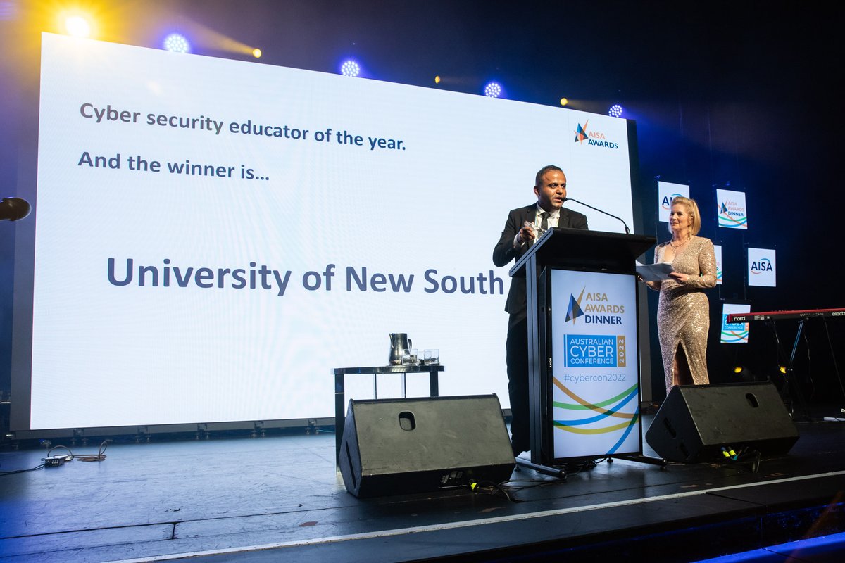 AISA_National's tweet photo. Congratulations to University of NSW for winning AISA's 2022 Cyber Security Educator of the Year award!
#UNSW #CyberSecurityEducator #educatoroftheyear #cybersecurityawards #Award #infosec #AISAawards #cybersecurityawards #Cyber #Cybersafety #Cybersafe #Dataprotection #cyberaward https://t.co/pDdnWm27dU