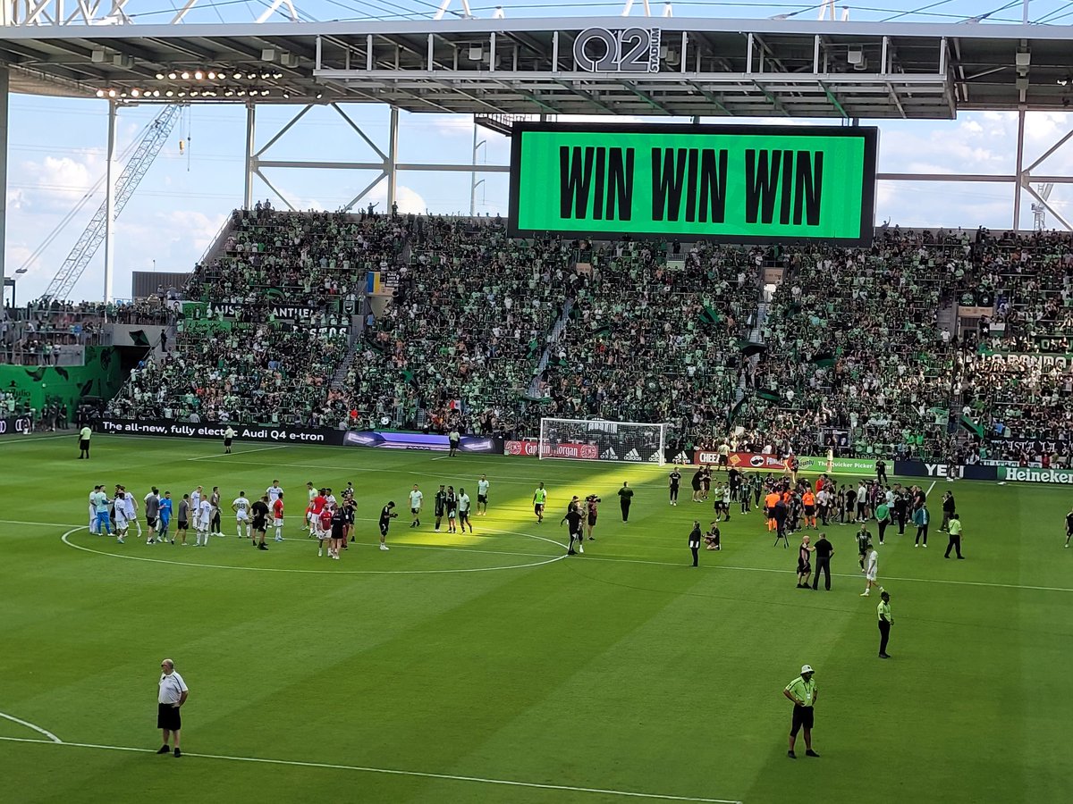 Victorious @AustinFC playoff game. Incredible. Ended on penalty kicks. Listos!