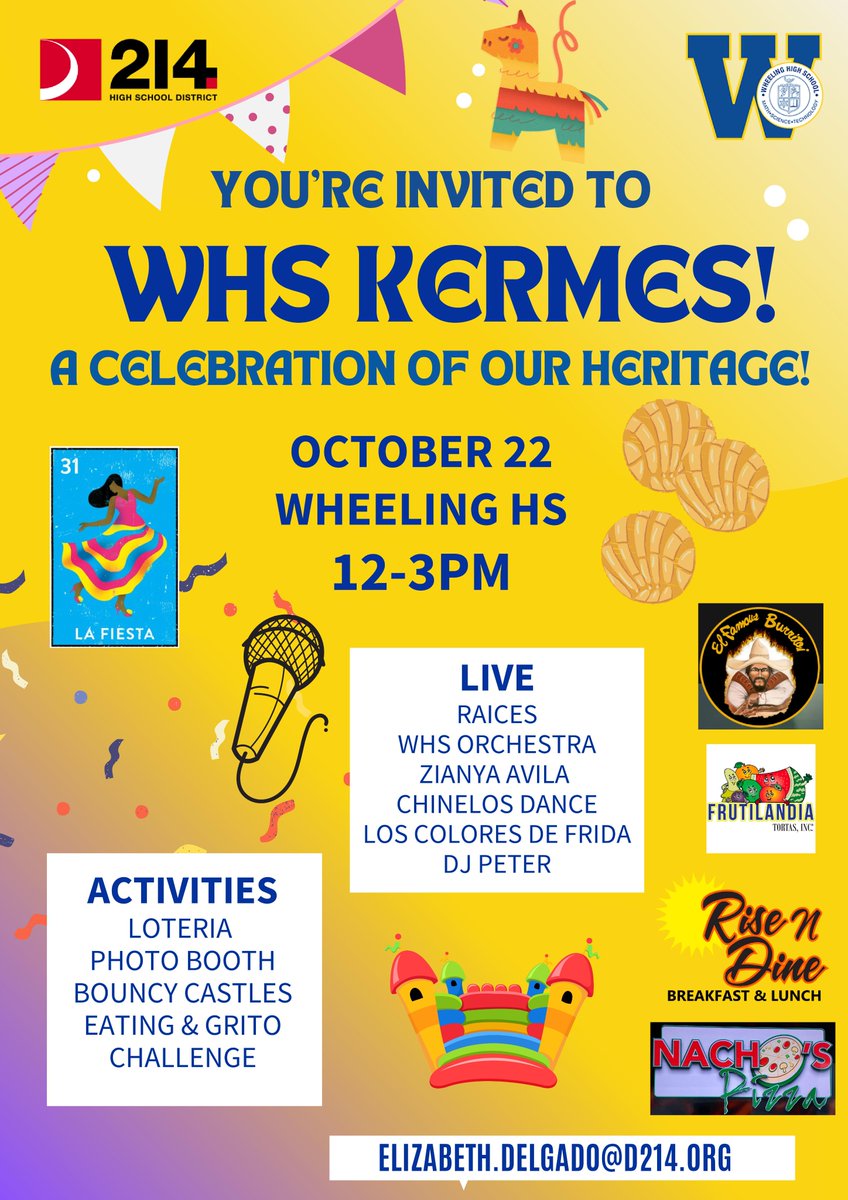 To wrap up Latinx Heritage Month, we hope you can join us for our first WHS Kermes! (As long as the weather cooperates, we'll be outside by South parking lot. If it rains, we'll be in South gym.) Nos vemos!
