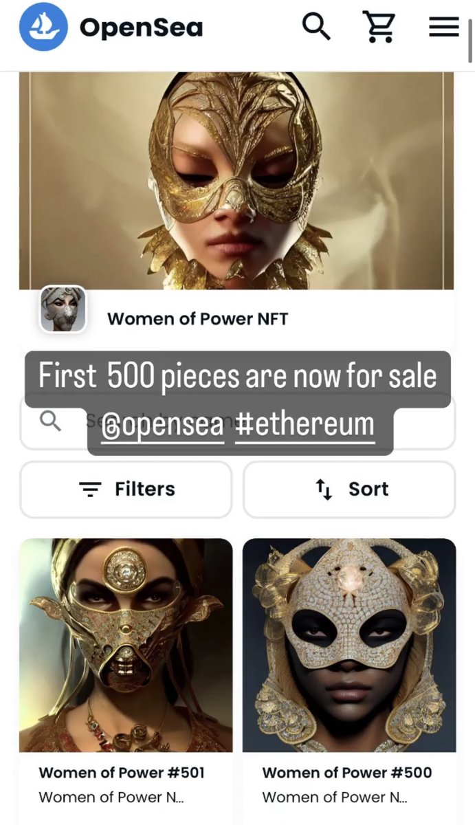 First 500 pieces are now for sale <a href="/opensea/">OpenSea</a> #Etherum #WomenofPower #NFT