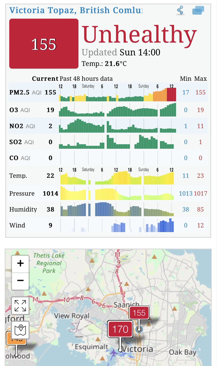 LarsParonen's tweet photo. Wildfires during the so far non existent rainy season creating toxic air in #yyj and BC. When will our kids breath clean air in our schools? @JM_Whiteside #SD61 #bcpoli https://t.co/zPhvW8DHRB