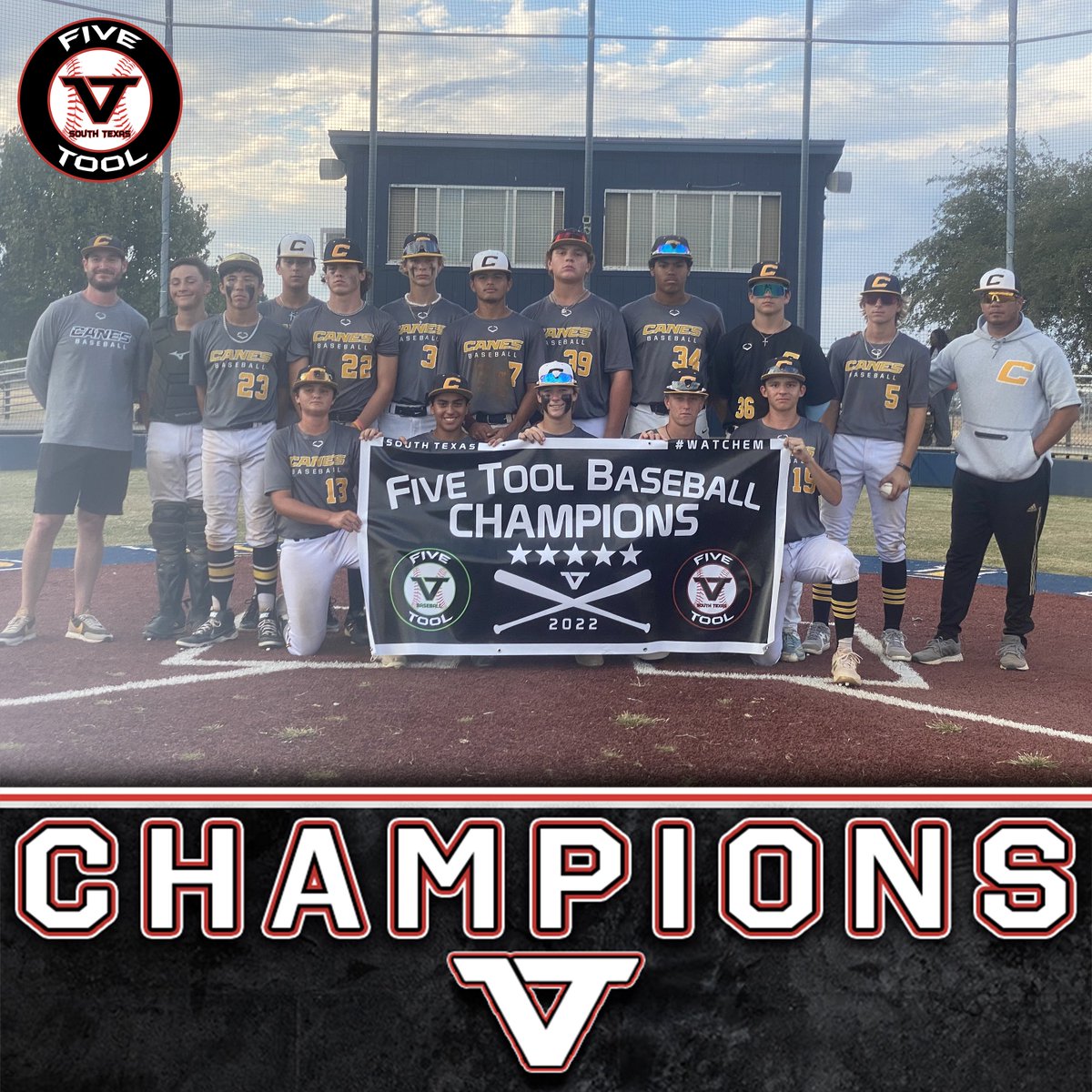 FiveToolSTX's tweet photo. 🏆CHAMPIONS🏆

Congrats to @TheCanesSW Fall Black 2026 on winning the 15U Division Championship of the @FiveTool South Texas Fall Cap City Showdown.

#WatchEm https://t.co/oHzWg5eU4d