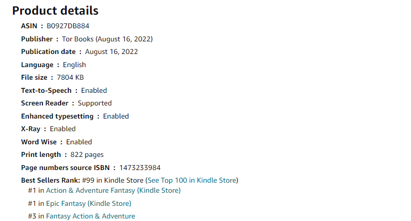 rrvirdi's tweet photo. Holy crap #1 in both epic and action | adventure fantasy also...BROKE TOP 100 WORLDWIDE.
Literally #99
@torbooks #thefirstbinding
#pocbooks
Thank you everyone. https://t.co/nygHcJWUUu