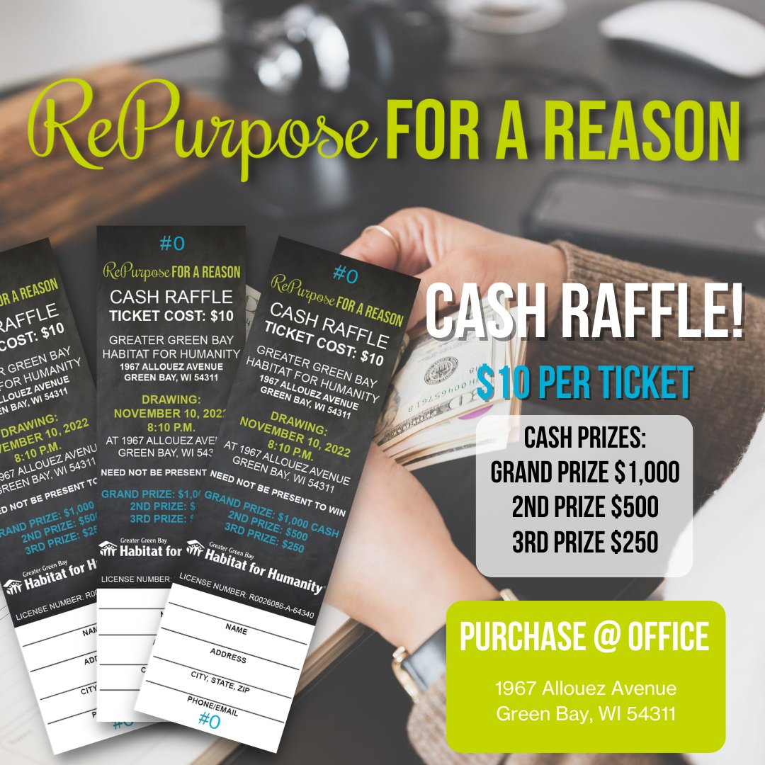 mmaney's tweet photo. There's still time to get your @GreenBayHFH raffle tickets for a chance to win cash prizes. And who couldn't use some extra cash heading into the holidays?

Hit me up for a pair or two! https://t.co/lHFH8v1vgO