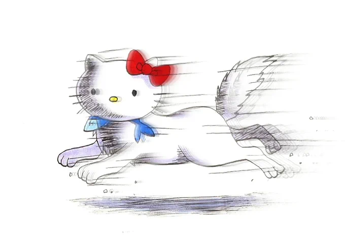 昔描いた野生にかえったキティちゃん#キティちゃん #イラスト 