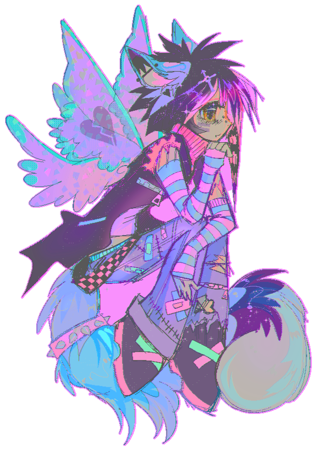 MAIMEDW0LF's tweet photo. my edgy emo lupe vs my hyper rave scene lupe #neopets https://t.co/rb5Jt5qR3q