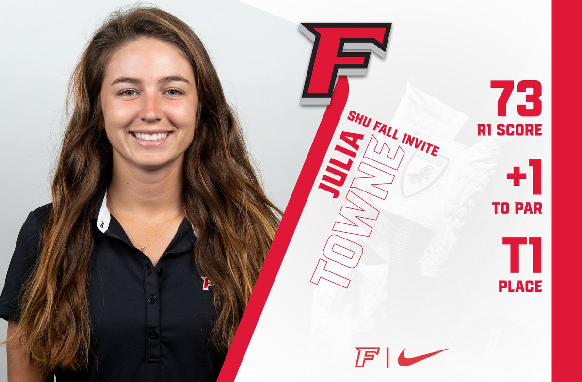 Stags_Golf's tweet photo. At one over par, Julia Towne sits amongst the leaders in the clubhouse at the conclusion of day one at the SHU Fall Invitational!

With play suspended due to darkness, round one will conclude tomorrow ahead of full second round action at Great River Golf Course!

#WeAreStags 🤘⛳ https://t.co/gAEWnLnDvp