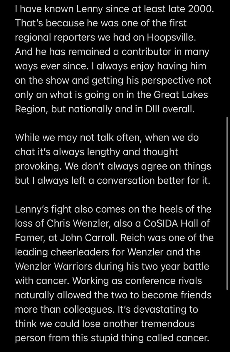 d3hoopsville's tweet photo. #cancersucks … plain and simple. 

Please help get a friend through this. I’ve got confidence Lenny Reich can fight back, but any help would be appreciated. His family would appreciate it.

We can’t lose another great one.

Let’s go, Lenny! #d3hoops #d3fb #NCAAD3 @CollSportsComm https://t.co/ibScVUquiu