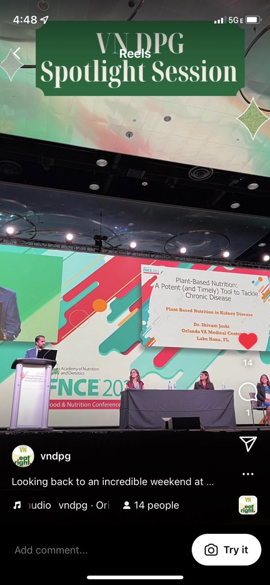 sjoshimd's tweet photo. It was the honor of a lifetime to speak last Sunday at the Academy of Nutrtition and Dietetics’ FNCE @eatrightFNCE in front of >5k ppl on plants in ckd! Thank you to @LilyC_RD @DrMcMacken @eatright @eatrightPRO @RDAnnamarie @sheetalkparikh @VNDPG! https://t.co/1Qlx0SsK8K