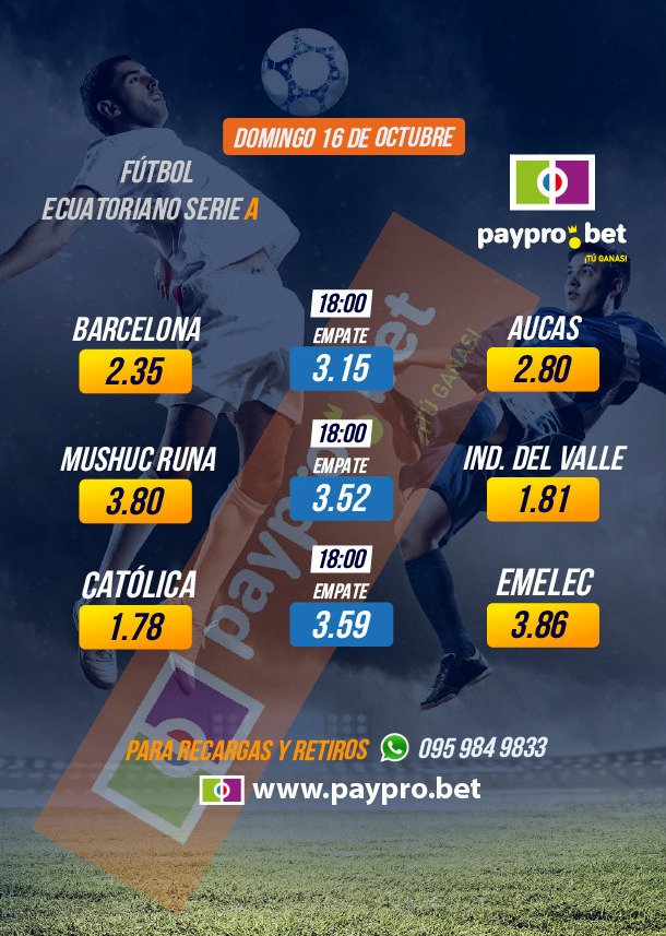 BetPaypro's tweet photo. Hoy se define quien jugará la final del fútbol Ecuatoriano?. #PayPro #TUGANAS https://t.co/l92BlLYtZF