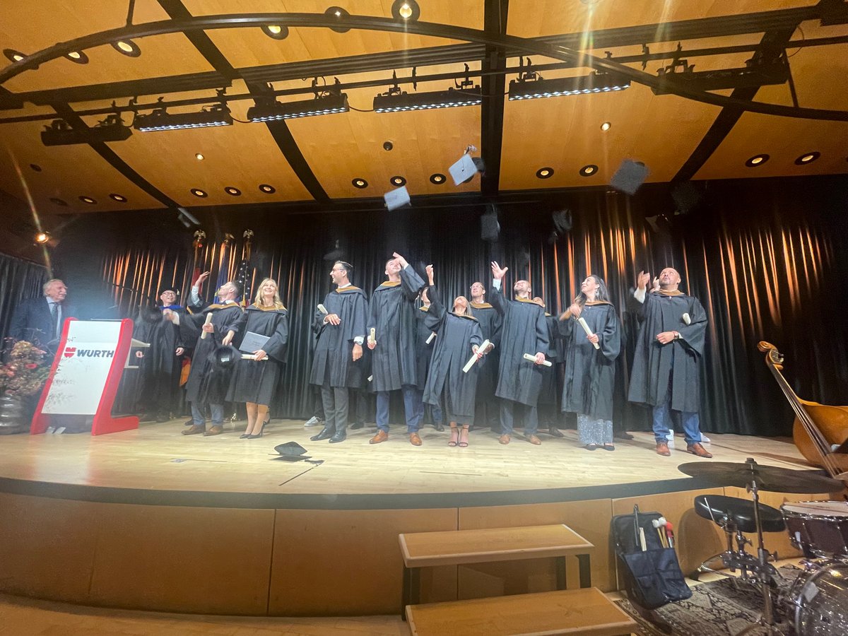 ForForcht's tweet image. Dr. Garrett celebrated with our Global MBA cohort graduating this weekend in Germany. Congrats to our grads!  And, of course, presenting the signed baseball…😄