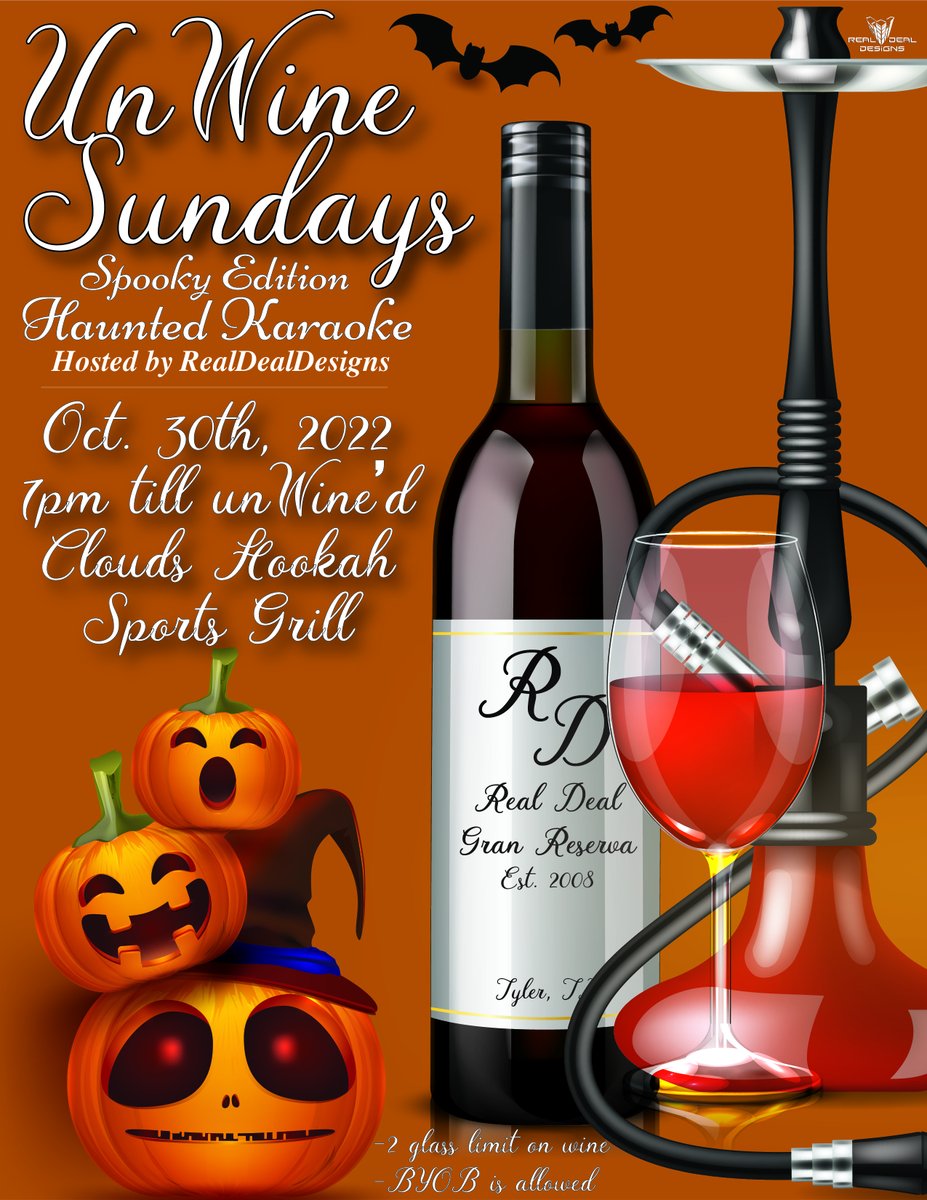RealDealTycoon's tweet photo. UnWINE Sundays
SpookyEdition 
#RealDealDesigns #RealDealMarqueeRentals #UnWind #Wine #Love #WineTime #Lubbock #Hookah #HappyHour #WineLife #SundayFunDay #LubbockTX #FineWine #JustWine #WeekendVibes #HappySunday #UnWine #LipSync #Karaoke #KaraokeBattle #LipSyncBattle #SingAlong https://t.co/K0aj7NDB2U