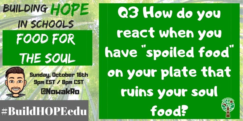 Q3 How do you react when you have spoiled food on your plate that ruins your soul food? #BuildHOPEedu