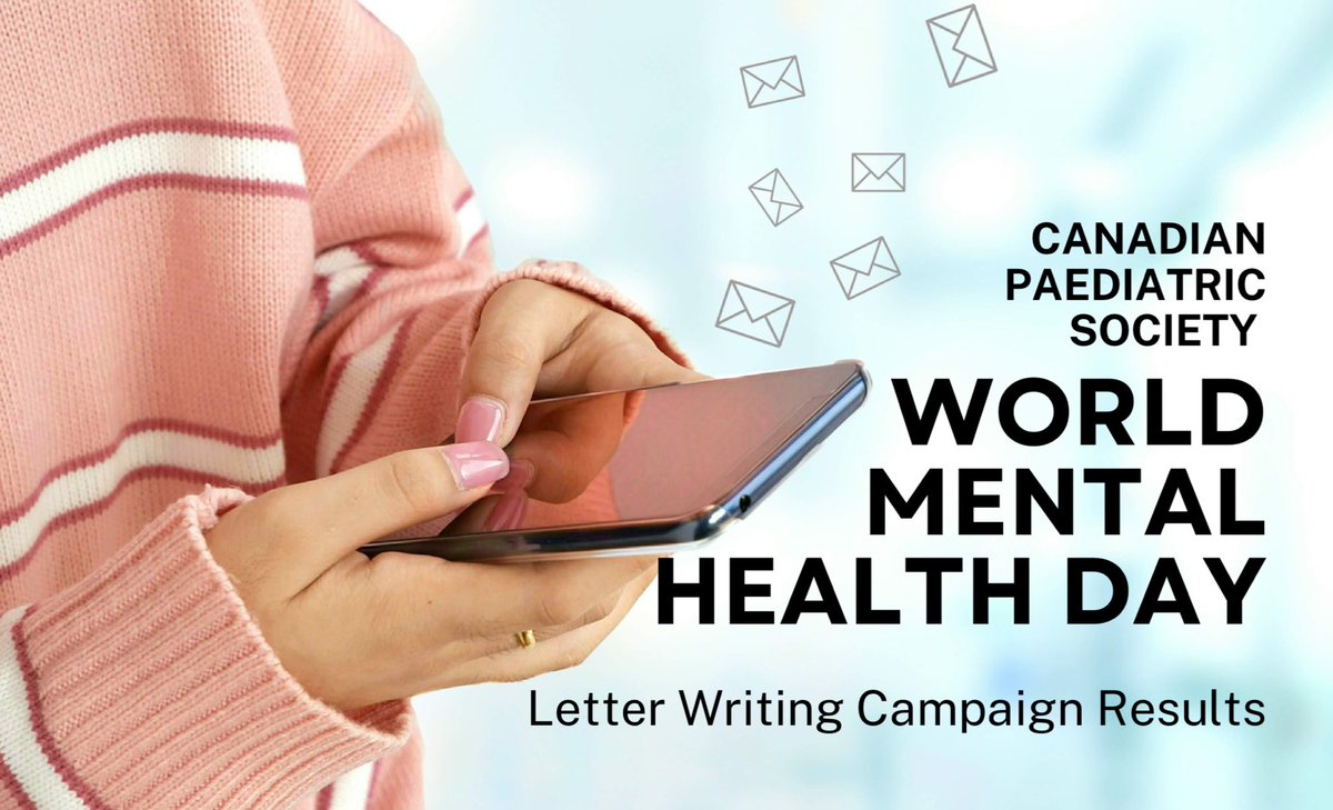 Steph Hosang (@stephhosang) on Twitter photo Since the inception of our <a href="/CanPaedSociety/">Canadian Paediatric Society</a> letter writing campaign in June 2022, we’ve had over 100 letters sent to MP’s across the country, with nearly 60% of those letters sent last week on #WorldMentalHealthDay! Thanks to everyone who participated! Since the inception of our <a href="/CanPaedSociety/">Canadian Paediatric Society</a> letter writing campaign in June 2022, we’ve had over 100 letters sent to MP’s across the country, with nearly 60% of those letters sent last week on #WorldMentalHealthDay! Thanks to everyone who participated!