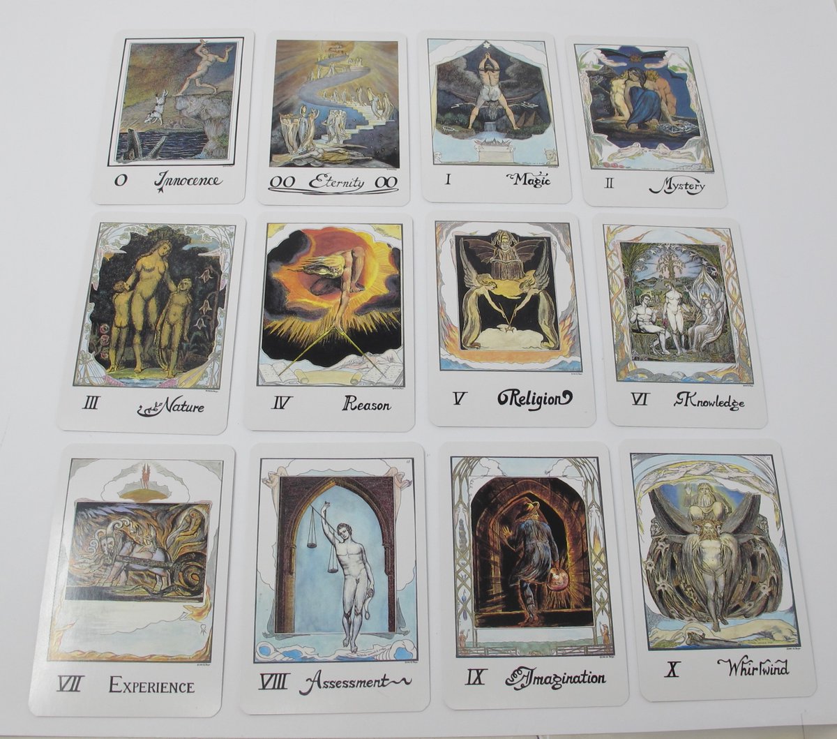 docbrite's tweet photo. This is one of my pricier items, but I'm proud to offer it: a William Blake Tarot set with card deck, interpretation book, and a handmade chapbook of notes on the artwork by the set's creator, Ed Buryn. The latter two items are signed by Buryn.

https://t.co/VaUXnDdc33 https://t.co/enUbM4jzBD