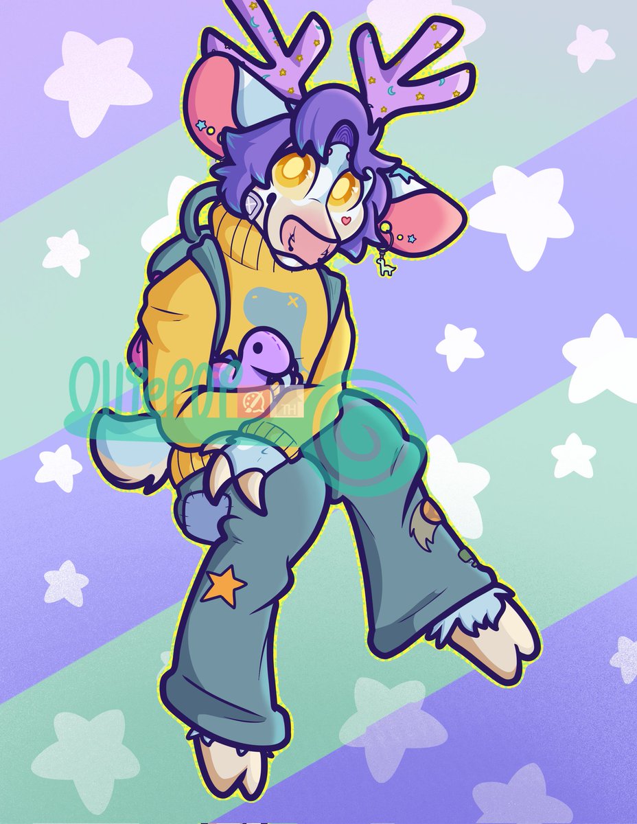 olliep0ppin's tweet photo. @lyreloop Hello yall! I'm Ollie, I'm an aro/ace artist who loves the most polar opposite types of art: cutesy kidcore rainbow stuff, and eldtich body horror!
Tysm for this opportunity! 💜🖤💚 https://t.co/wFAdRmvps2