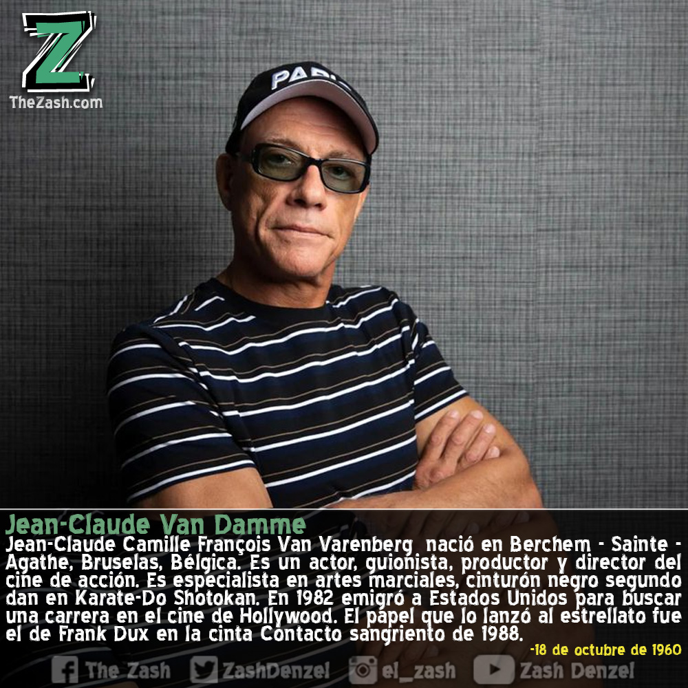 ZashDenzel's tweet photo. 18 de octubre - Cumpleaños 62 de Jean-Claude Van Damme.
Alcanzó su mayor éxito en taquilla con #Timecop (1994). Entre sus cintas más reconocidas se encuentran #Kickboxer #DobleImpacto #SoldadoUniversal y #TheExpendables 2.
#TheZash #Efemerides #CumpleañosFamosos #Celebridades. https://t.co/jMgl7IBT9g