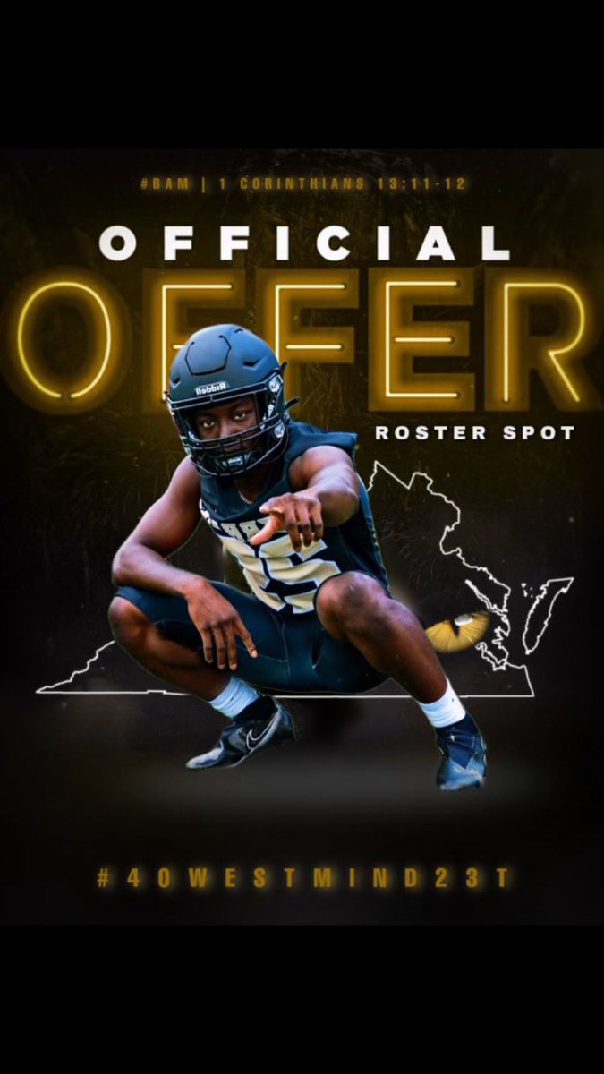 After a fantastic visit and talk with <a href="/coach_J_Santi/">Jesse Santiago</a> I am blessed to have received an official roster spot offer from <a href="/FerrumFootball/">Ferrum Football</a>. Thank you @Coach__Reggie and <a href="/LennyR82/">Lenny Richards</a> for the help and support.