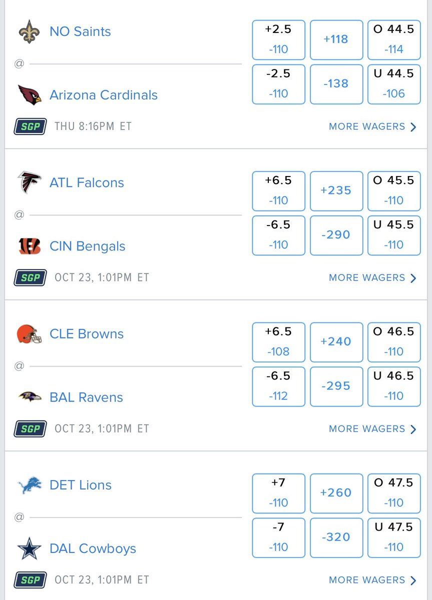 Hammer DAHN on Twitter: "Early NFL Week 7 lines @FDSportsbook"