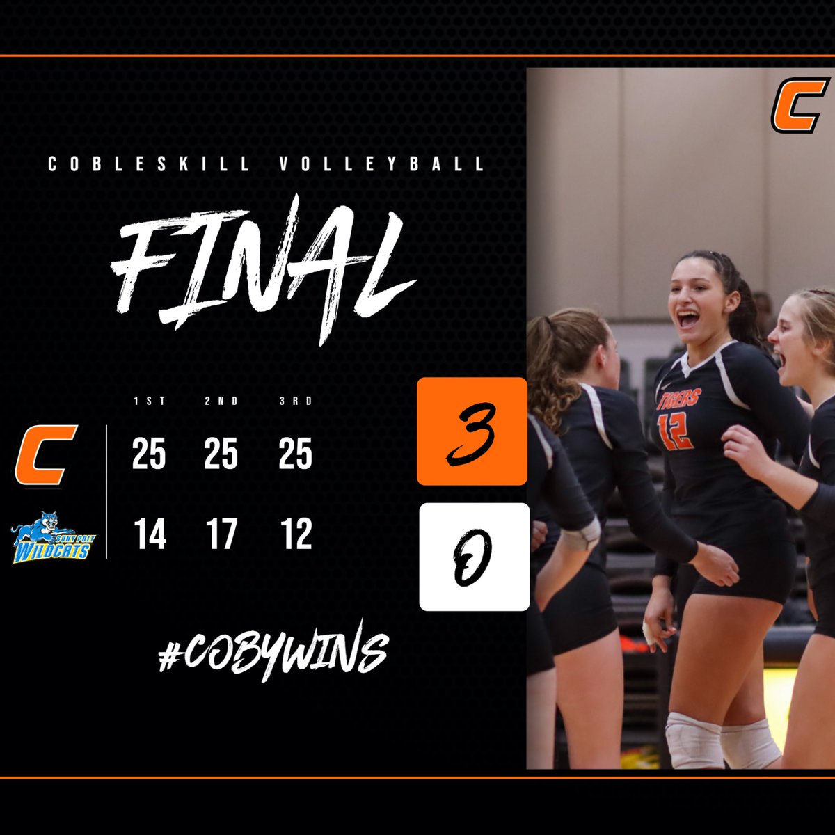 CobyAthletics's tweet photo. Home 🧹
Volleyball celebrated senior game with a home sweep over SUNY Poly 3-0! #OneCoby #CobyWVB https://t.co/McIdI8SptA