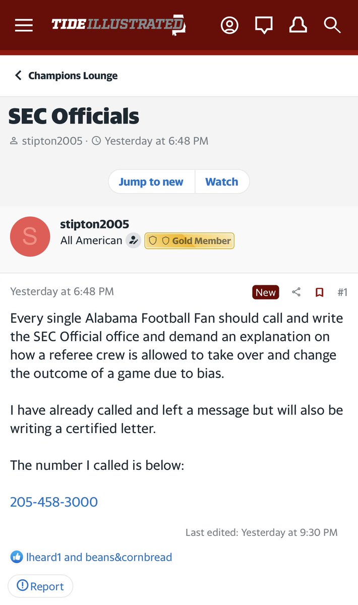 All #Alabama fans are encouraged to contact the #SEC Officials Office via telephone and certified mail demanding an explanation on yesterday’s officiating. #RollTide