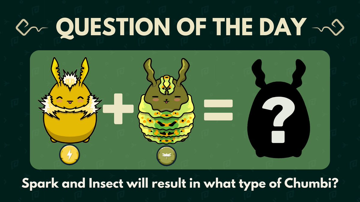 It's time for the Chumbi Valley Question of the day!
 
Please make sure to ❤️, RT and comment your answer with hashtags #SeedChumbi
#ChumbiValley
and post the proof (screenshot) to our discord for some Chumble coins!

#NFTgames #ChumbiBreed #Chumbi #NFT #nftgame #PlayAndEarn