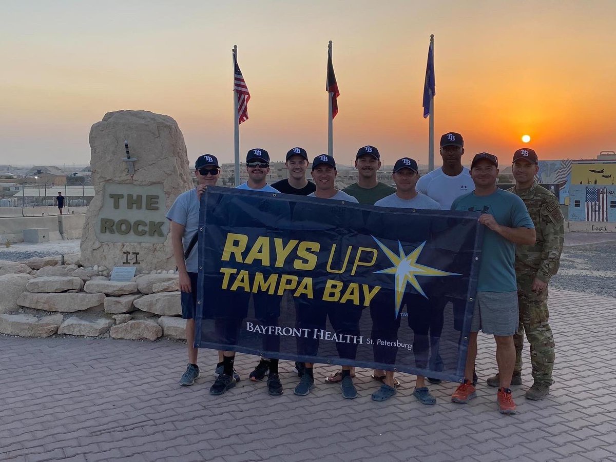 OMMcares's tweet photo. Awesome to see our Florida troops who are serving overseas receiving @OMMcares care packages with @RaysBaseball hats and banners!They wanted to have a little something from their favorite team and the Rays were gracious to give us a few items to put in our care packages. https://t.co/BtWdnmxwLg