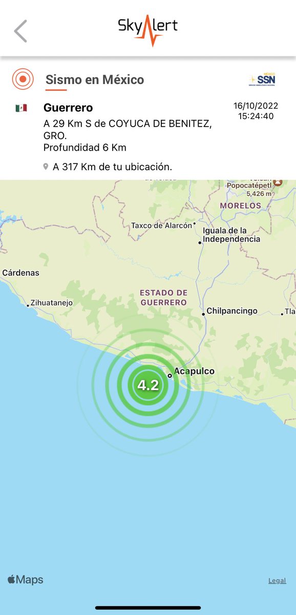 SkyAlertMx's tweet photo. Dato curioso:

Esta tarde ocurrieron dos sismos exactamente a la mismo tiempo de acuerdo al SSN:

•4.2 Coyuca, Gro. - 15:24:40
•4.0 Coalcomán, Mich. - 15:24:40

Simple coincidencia🙃 https://t.co/pogMhP7p0B