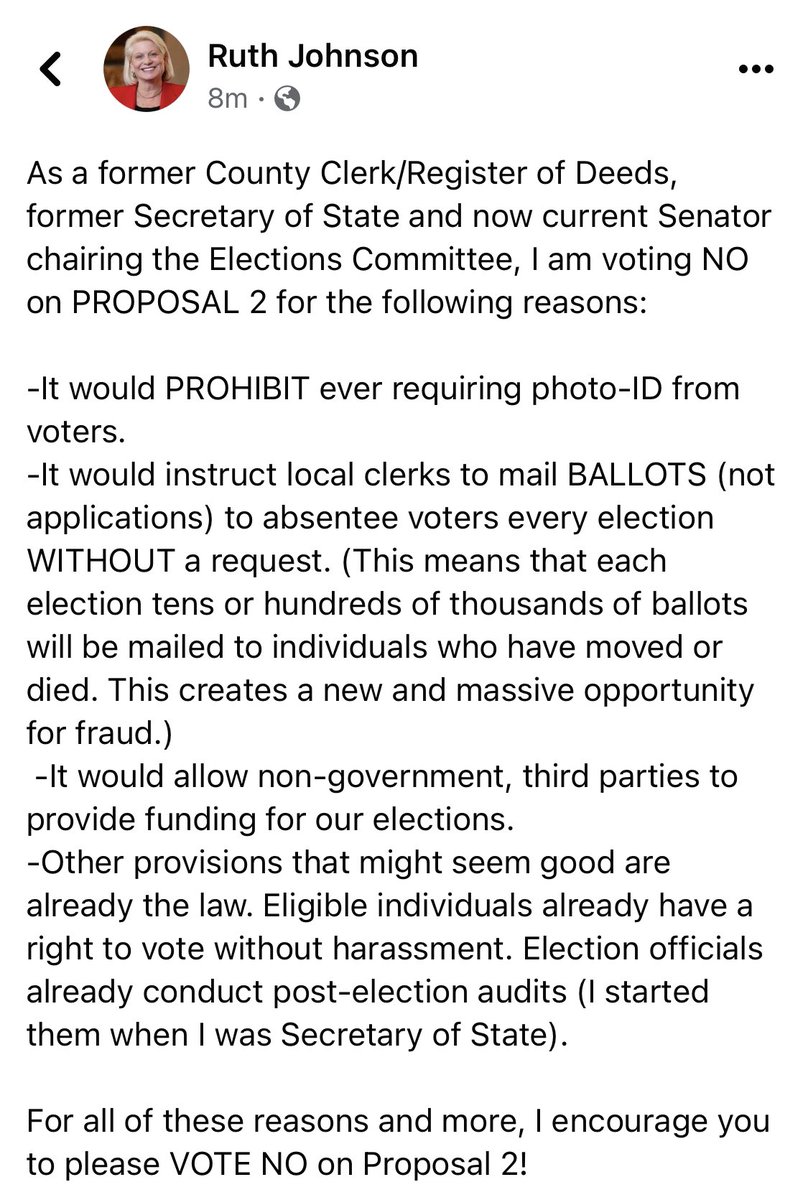 shoesonplease's tweet photo. Former Michigan Secretary of State @SenRuthJohnson on #Prop2:

#No #NoOnProp2 https://t.co/M1HZYmAYjG