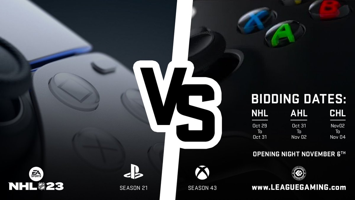 🎮 - Xbox Series X|S &amp; PS5
🌎 - North America
💵 - Bidding starts Oct 29t
🗓️ - Fall season starts Nov 6th

🖋️ - Signup today! &gt;&gt; tinyurl.com/mr48vcwz