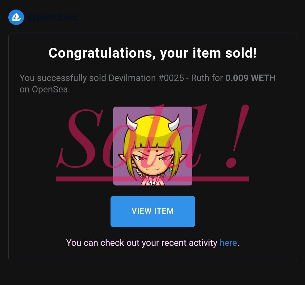 Devilmation_NFT's tweet photo. Hi, Devilmationer !
I'm Devilmation #0025 - Ruth
Sold for 0.009 ETH on @opensea 
Click link in bio to find out more !

#Devilmation #NFT #opensea #NFTGiveaway #NFTCollection #NFTCommunity #nftarti̇st #NFTArt #Ethereum #ETH https://t.co/H9C8reVPU3