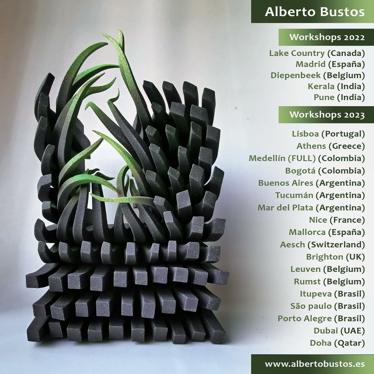 Alberto Bustos
Next workshops 2022/2023
albertobustos.es/workshops