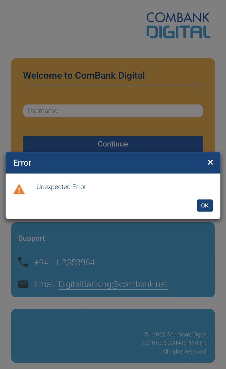 Tech2GoDubai's tweet photo. @ComBank_LK Why this error ? https://t.co/o6NphtViCW