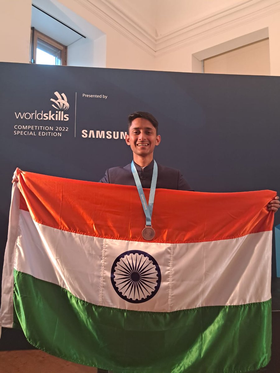 WorldSkillsInd's tweet photo. A big shout out to our #SkillChampions Steven Harris and Prathem Sharma as they won Medallion for excellence in Graphic Design at Aurau and Bakery at Lucern in the @WorldSkills competition 2022. You have really made India proud with your commendable performance. https://t.co/9VmsF0dXht