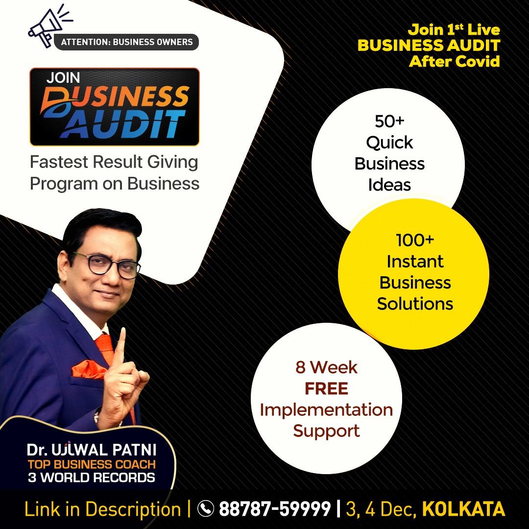 BusinessJeeto's tweet photo. 🎯 Attention: #BUSINESSOWNERS 

💁🏻‍♂️ Don't Miss! to Join Asia's Most Popular #BusinessSuccessProgram 
Register Now!: https://t.co/Qnhlvt3v5g

🎯 How 80% of #business owners get 10X sales. 

Join 2-Day Live Online #BUSINESSAUDIT by top business coach 🎙️Dr #UjjwalPatni sir. https://t.co/ixW91qHeF1