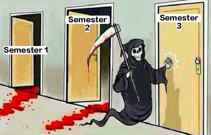 Me : 😂😂 
Mene murder kiya h 2 semester ka . 😂😂