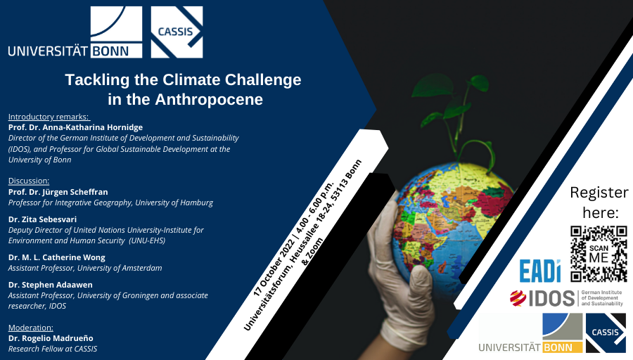 📅Reminder: Today, 4-6 pm, the event 'Tackling the #Climate Challenge in the #Anthropocene' with @AnnaK_Hornidge, Jürgen Scheffran, @ZitaSebesvari, @cmlwong, <a href="/SAdaawen/">Stephen Adaawen</a> &amp; <a href="/RogerMadrueno/">Rogelio Madrueño</a> will take place. Information bit.ly/3ErcwDK &amp; registration bit.ly/3ykacuc