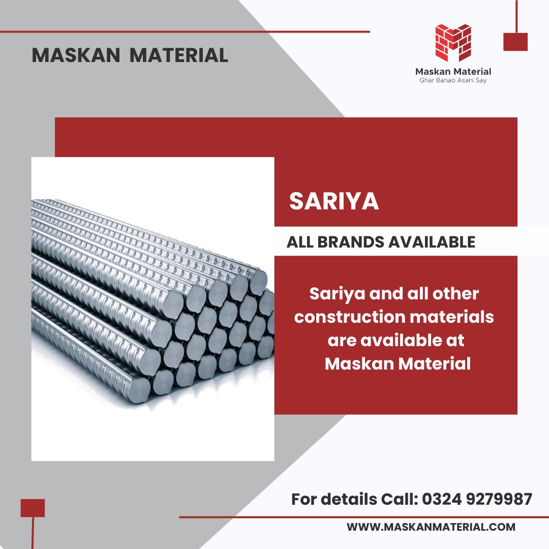 MaskanMaterial's tweet photo. At Maskan Material you can get reliable and durable Sariya at wholesale rates. Availability is in Karachi and all over Pakistan.

For contact:
Call: 0324 9279987
Website: https://t.co/w2mZPiaAmG

#sariya #bars #repair #maskanmaterial #construction #architecture #building https://t.co/FJDHIWR9AO