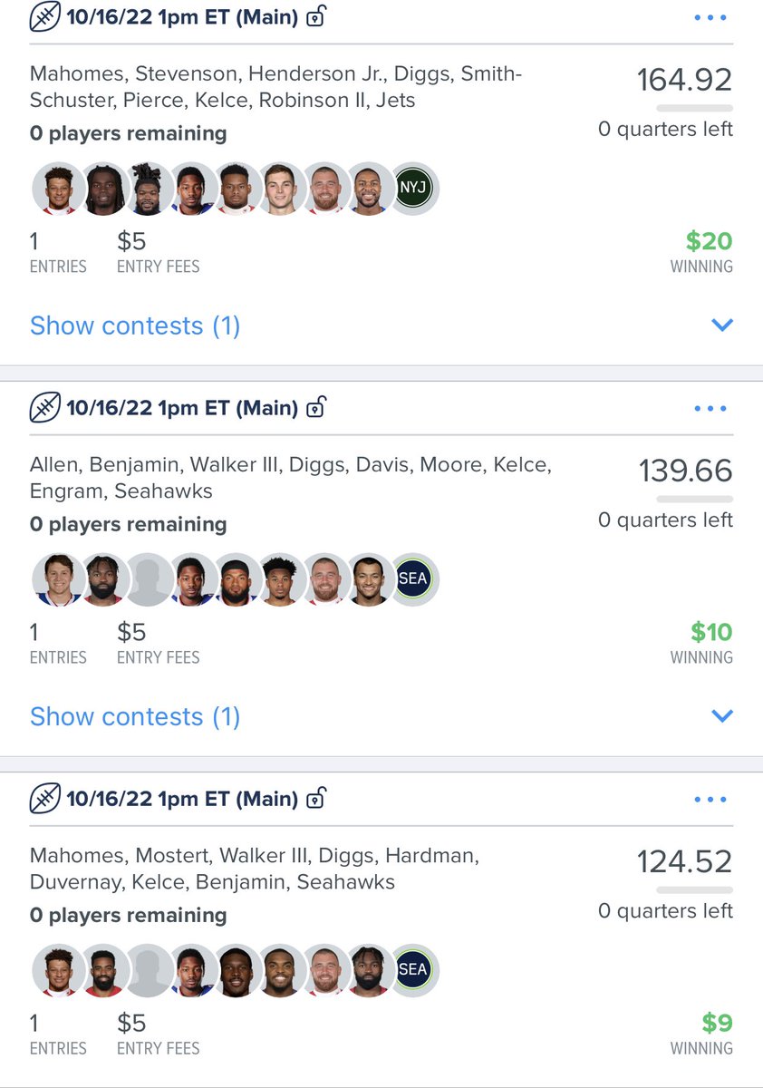 PerfectPicksDFS's tweet image. Another #NFL Sunday in the books! Picks were on 🎯 w/ either NYJ or SEA DST in every line & while we shoot for 75%, member picks were a profitable 2/4 which is all that matters! Top line was ridiculously close 758th of 392,857 & DK showdown profited as well! Join us for MNF tm!