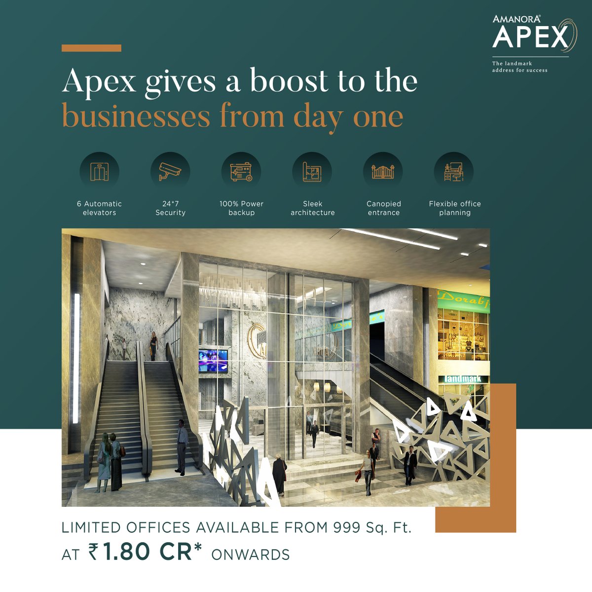 amanoratownship's tweet photo. Invest in Pune's most premium commercial spaces at Apex by Amanora. β
Explore Premium Office Spaces starting from 999 sq. ft. β
Know more: https://t.co/HfvHIMUf1u
β
#AmanoraParkTown #Township #Premiumofficespaces #Pune https://t.co/3KwCEUXFHG