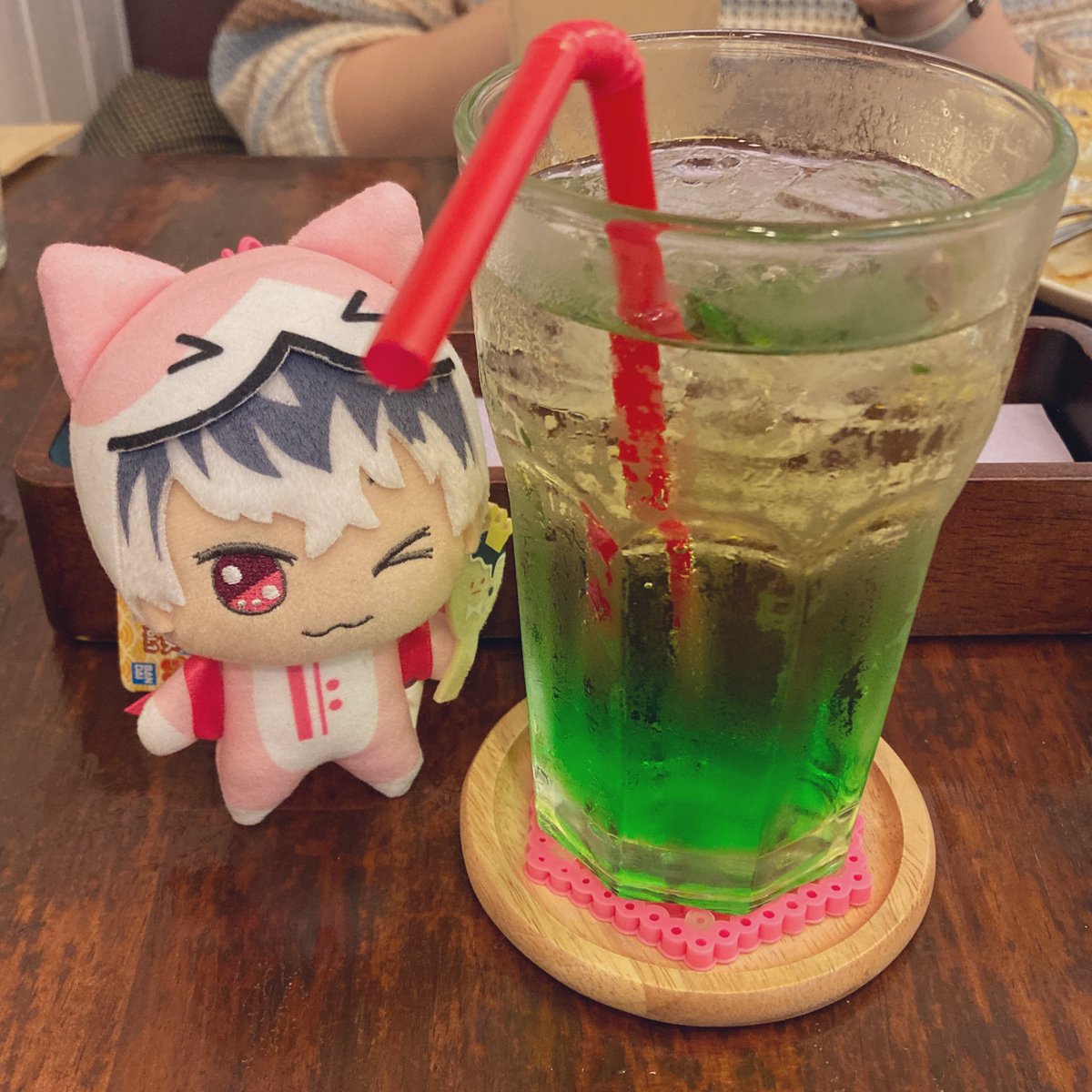 one eye closed drinking straw cup food > o fruit :3  illustration images
