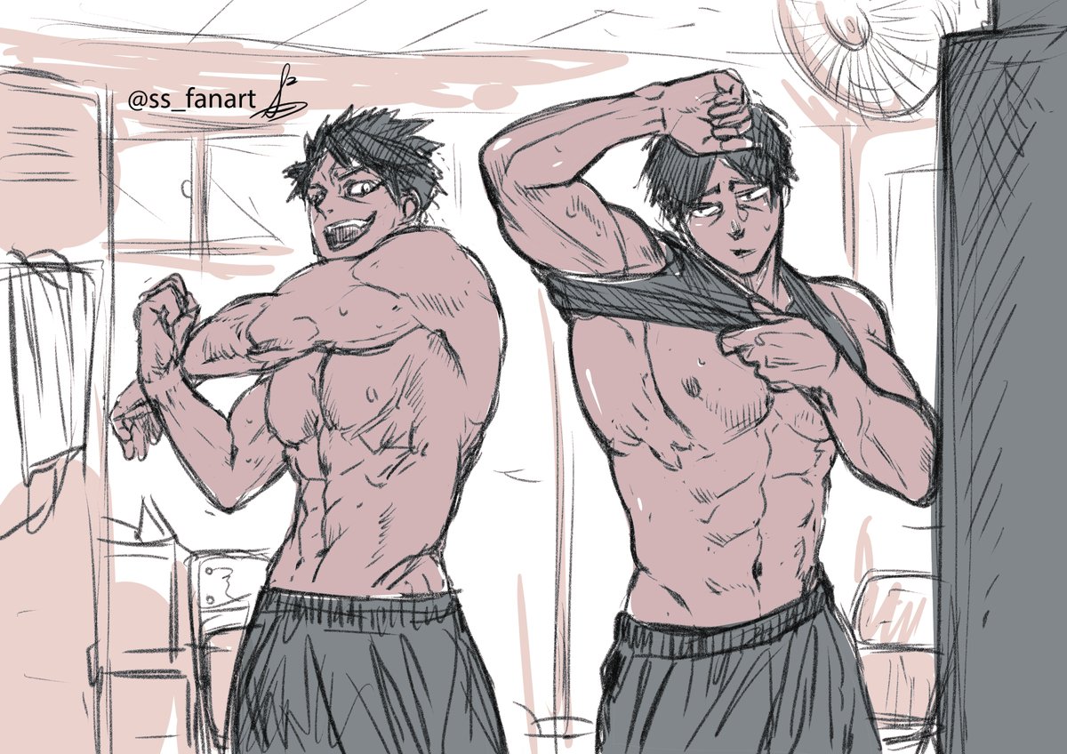 ss_fanart's tweet photo. トレーニング後の着替え https://t.co/BWSyDnOMYd