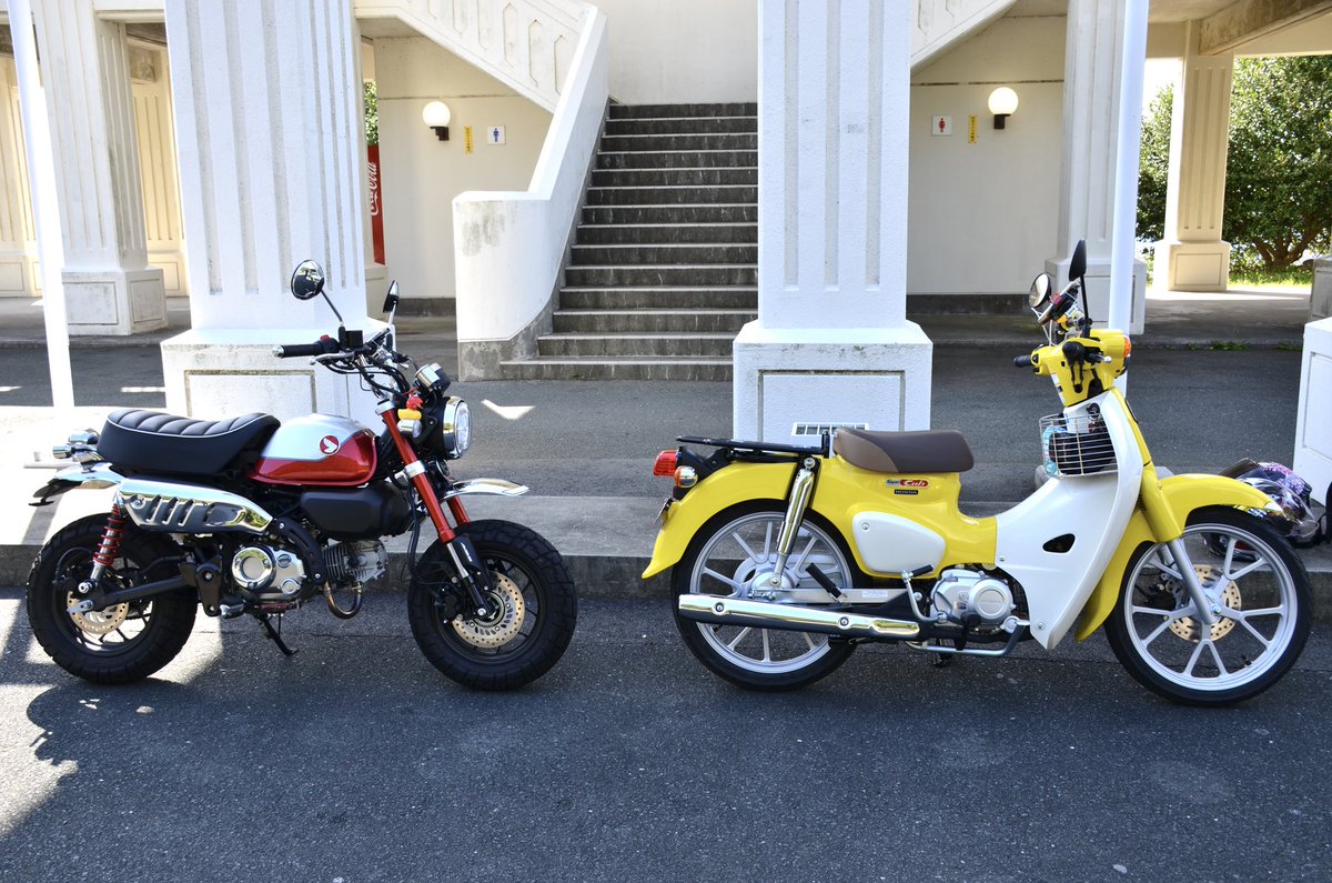papi_s_son's tweet photo. ホーネット250×2台
ドラッグスター250
モンキー125
スーパーカブ110
スクーピー
VOX

250cc・原付二種・原付一種改二種

それぞれで夫婦ツーリングできるように買い揃えました！！ https://t.co/pH5zosZmlz