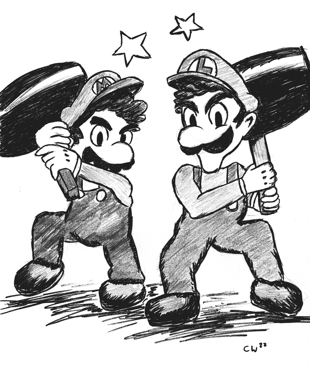 FloofyBluDragon's tweet photo. "Go With The Bros." 10/16/22 Traditional Art by @FloofyBluDragon

#art #drawing #traditional #traditonalart #nintendo #mario #luigi #marioandluigi #mariobros #supermario #supermariobros #hammer #brothers #stars #rpg 

Carson Walters, Author and Illustrator
https://t.co/teSM7NKDqr https://t.co/lomvSSZlhe