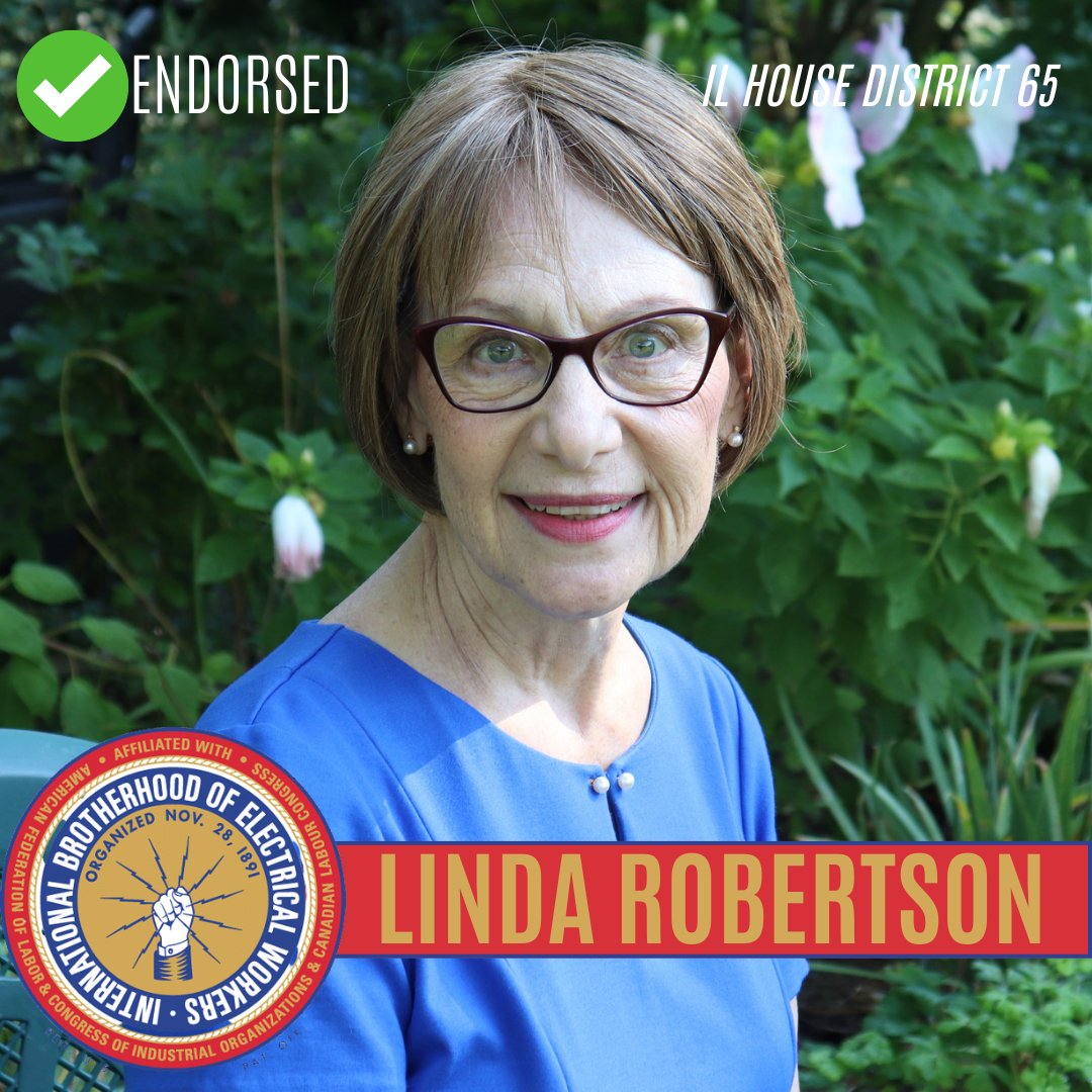 voteLinda65's tweet photo. Another union is supporting #lindarobertson! Linda is grateful to have earned the support of IBEW Local 117! Remember to vote for the Worker's Rights Amendment!
#unions #il65 #danugaste #StCharlesIL https://t.co/T0r1XPEKTK