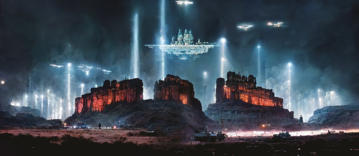 JohnFStifter's tweet photo. AGI contact in the desert 01, close encounters of the 3rd kind. Alien machine AI #intersellar #ai #alien #desert #Conceptart #bladerunner #Dune #art #paintover #realism #scifi #digitalart #Aiart #midjourney #singularity #UAP https://t.co/spMF9cw8fw