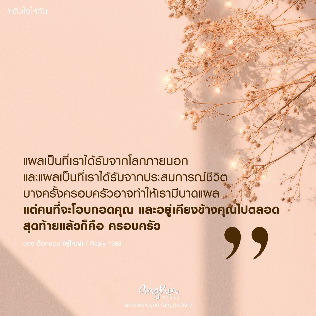 AngRinDiary's tweet photo. #สิ่งที่ได้เรียนรู้จากการกักตัวสิบวัน #เติมใจให้กัน 

ก็คือ ความประทับใจคนในครอบครัว และนึกถึงคำพูดของซอง ด็อกซอน #Reply1988

ขอบคุณที่ติดตาม #angrindiary ค่ะ 😊
อ่านฉบับเต็ม : https://t.co/5CEquP9IfR https://t.co/4o2ZtZFk0R