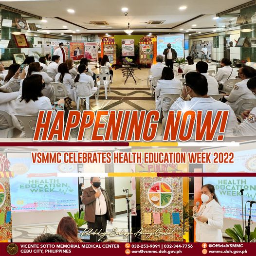 officialvsmmc's tweet photo. Vicente Sotto Memorial Medical Center in coordination with the Public Health Unit celebrates the Health Education Week 2022.
#WatchYourMouth #LifeStyle #MindfulEating #EatandMove #SitLessMovemore #JustFlex
#LiveHealthy #NoExcuses #ChooseHealth #EducateNoHate #VSMMCHealthy https://t.co/TMMd4AviyI