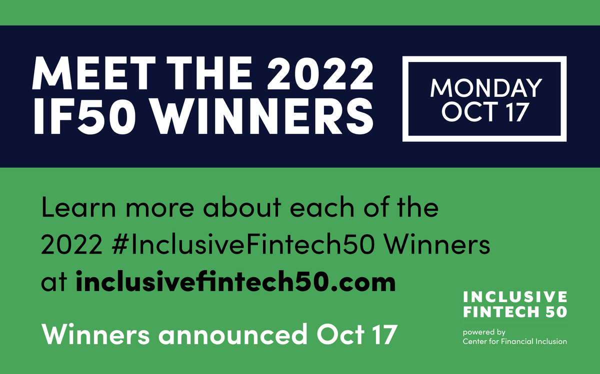 CFI_Accion's tweet photo. Just a few more hours until the #InclusiveFintech50 2022 winners are announced!
Get ready! Winners will be announced on https://t.co/Hani9SpTGs.
#fintech #digitalization #IF50 #MakingDigitalizationCount https://t.co/mWMX0sSE7F