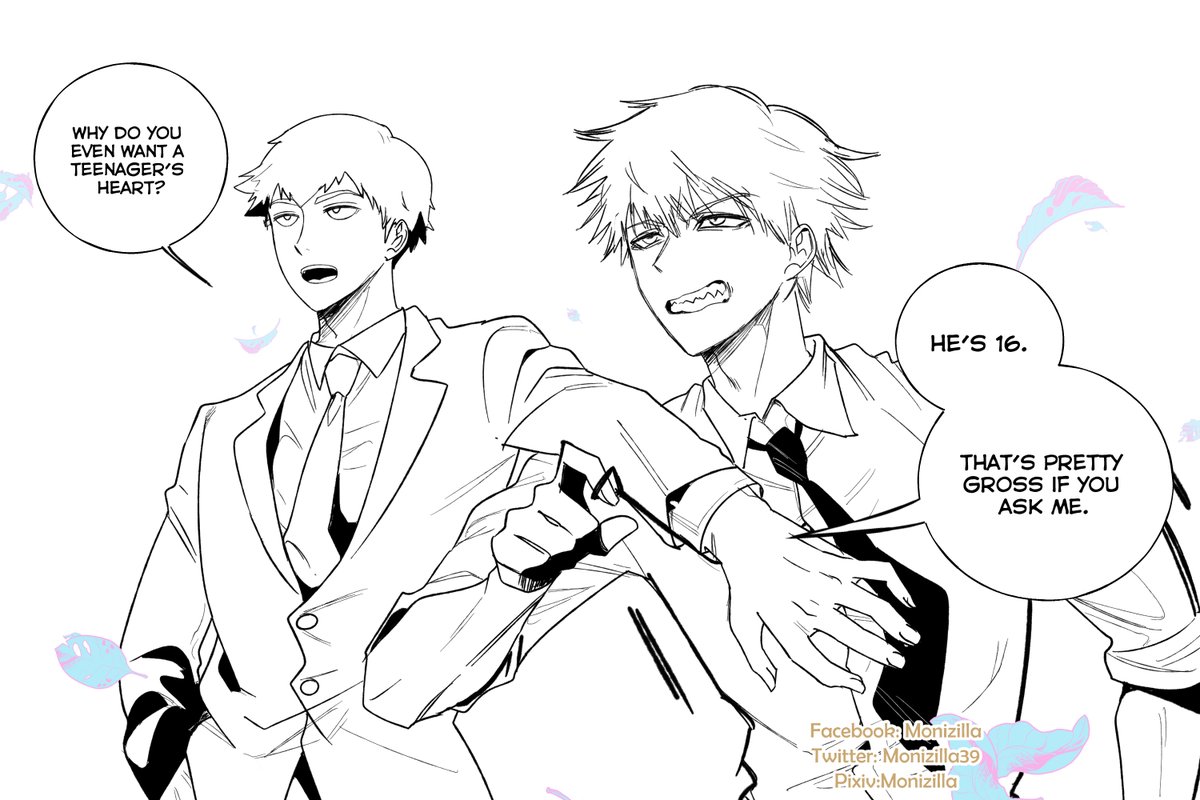 Monizilla39's tweet image. So if Reigen picked up Denji and Makim picked up Mob. Given Makima's motive, she would still go after Denji. Can you imagine how MESSY that will be!